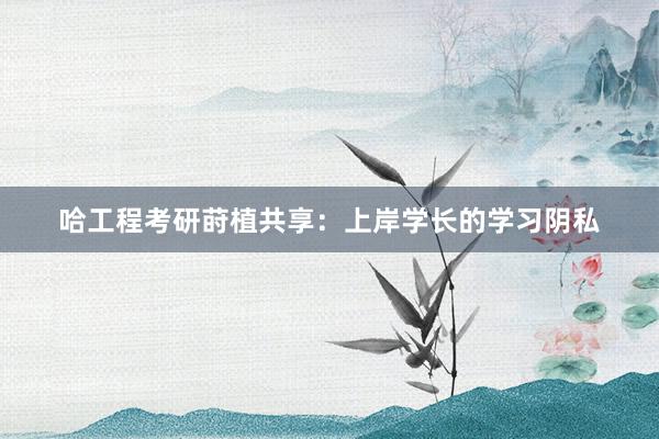 哈工程考研莳植共享：上岸学长的学习阴私