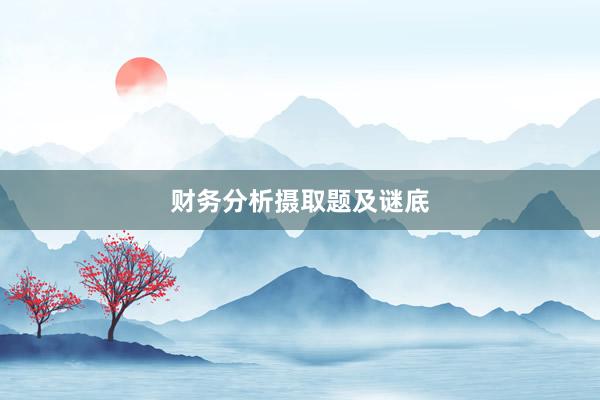 财务分析摄取题及谜底